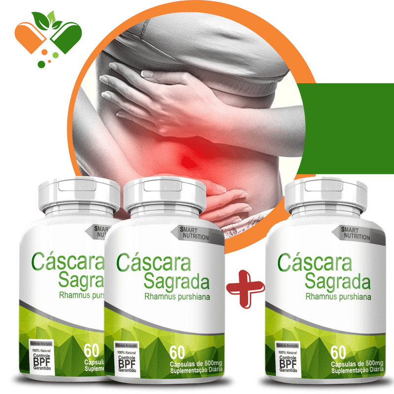Compre 2 Leve 3 Potes Cascara Sagrada 500mg 60 Cápsulas