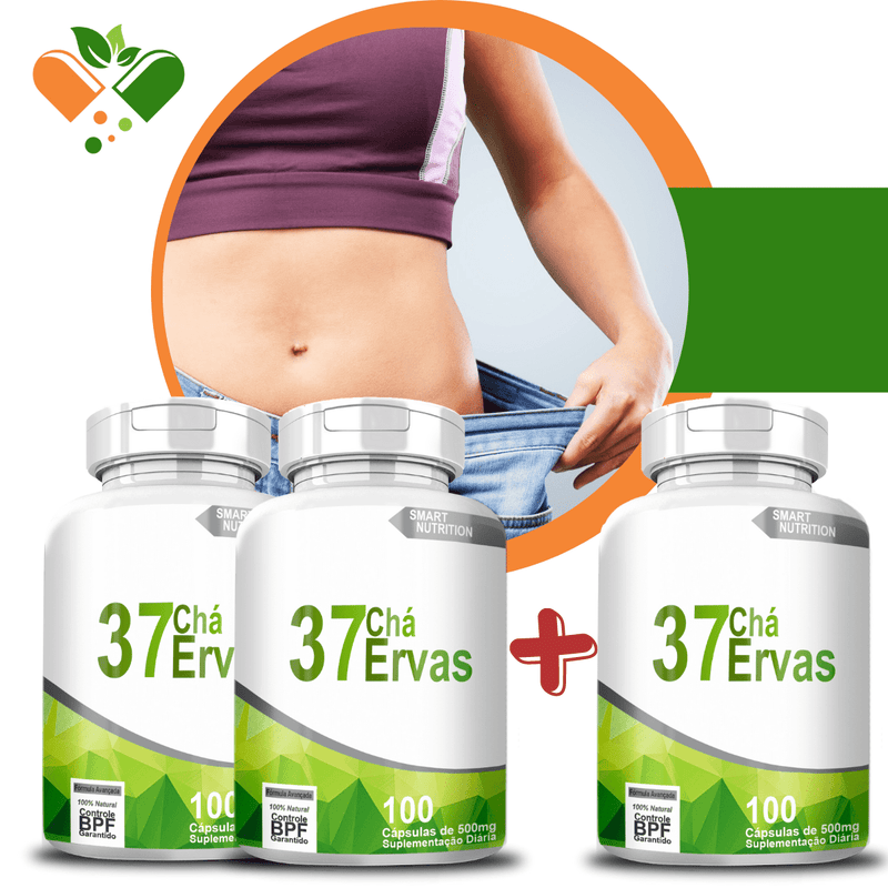 Compre 2 Leve 3 Potes Chá 37 Ervas 500mg 100 Cápsulas