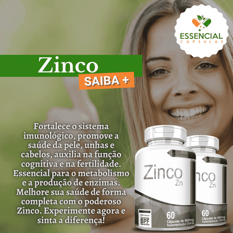 Kit com 5 Potes Zinco-Quelato 500mg 60 Cápsulas