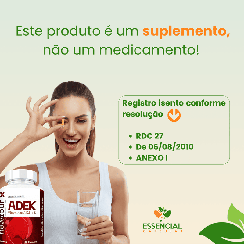 ADEK  VITAMINAS A, D , E , K KIT COM 3 POTES COM TOTAL DE 180 CAPSULAS