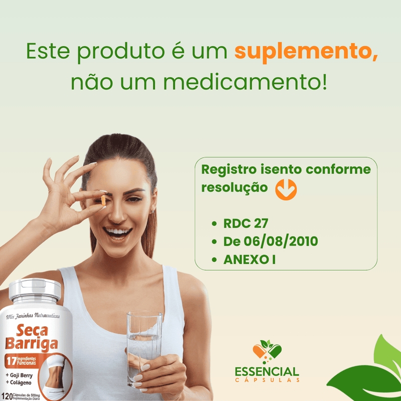 Kit com 3 Potes Seca Barriga 500mg 120 Cápsulas