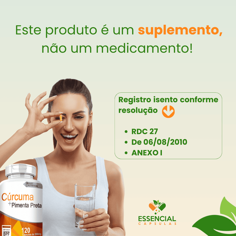 CÚRCUMA COM PIMENTA PRETA KIT COM 5 POTES COM TOTAL DE 600 CAPSULAS