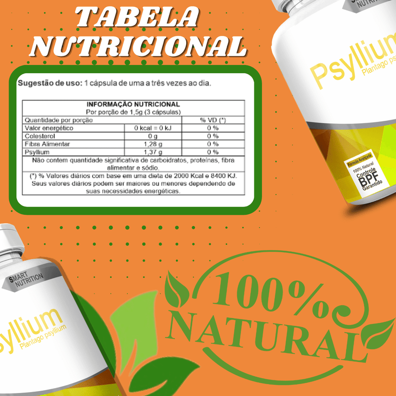 Compre 2 Leve 3 Potes Psyllium 500mg 60 Cápsulas