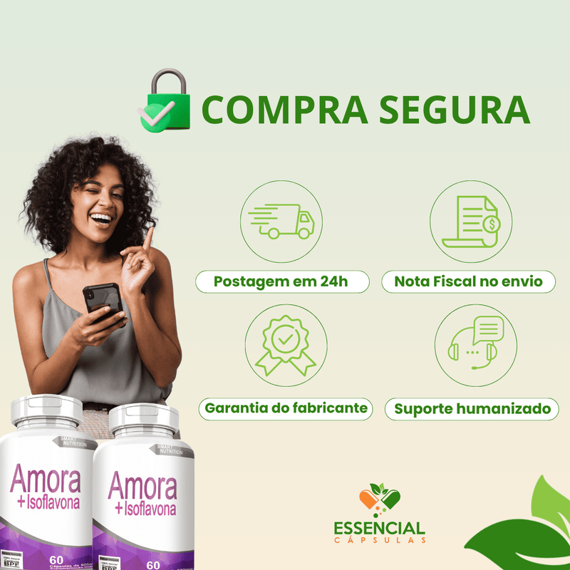 AMORA COM ISOFLAVONA KIT COM 3 POTES COM TOTAL DE 180 CAPSULAS