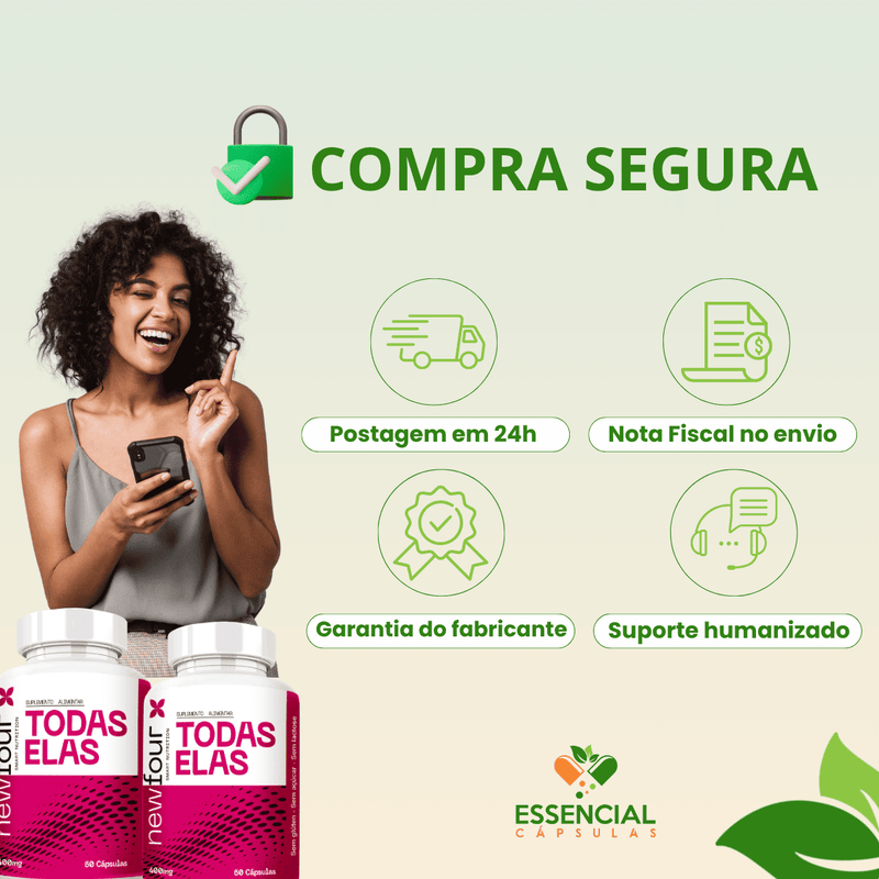 TODAS ELAS  KIT COM 3 POTES COM TOTAL DE 180 CAPSULAS