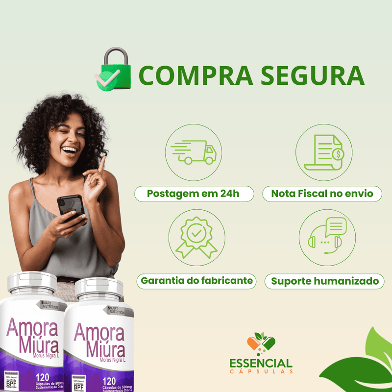 Kit com 3 Potes Amora Miura  500mg 120 Cápsulas