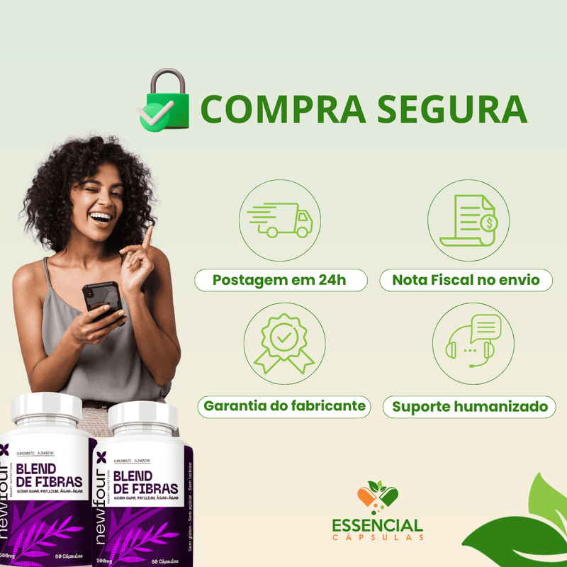 BLEND DE FIBRAS KIT COM 5 POTES COM TOTAL DE 300 CAPSULAS