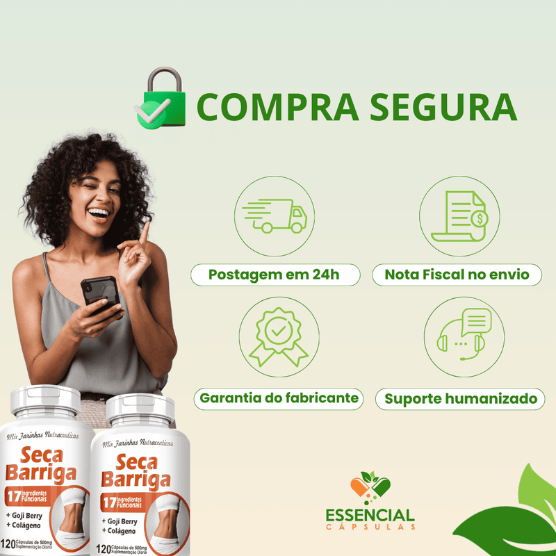 Kit com 3 Potes Seca Barriga 500mg 120 Cápsulas