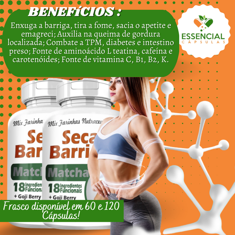 Kit com 3 Potes Seca Barriga Com Matcha 500mg 120 Cápsulas