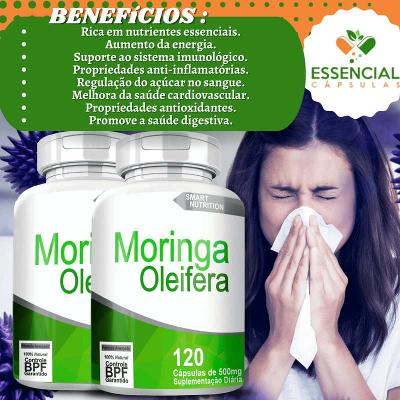 Kit com 5 Moringa Oleifera 500mg 120 Cápsulas