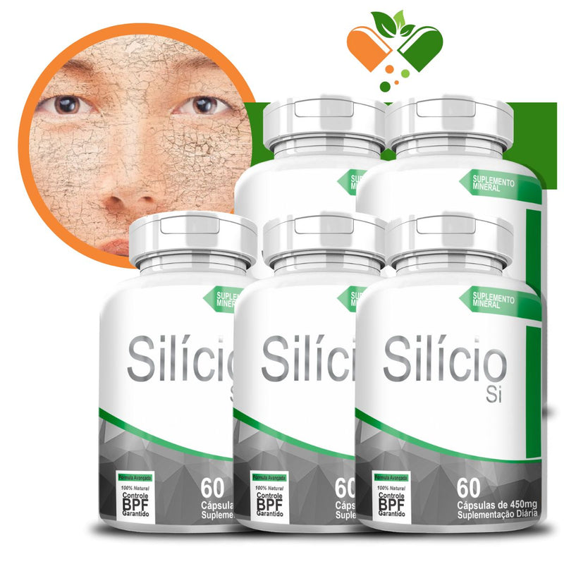 Kit com 5 Silício 450mg 60 Cápsulas