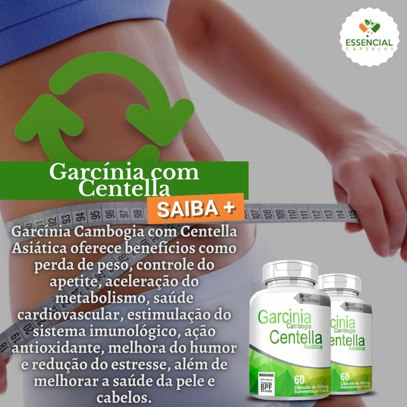 Kit com 5 Garcinia Com Centella Asiática 500mg 60 Cápsulas