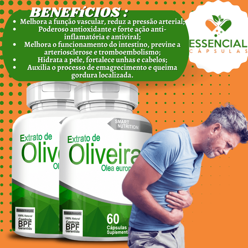 Kit com 3 Potes Oliveira Extrato 500mg 60 Cápsulas