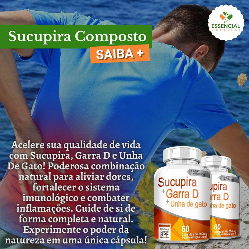 Sucupira + Garra D + Unha De Gato 500mg 60 Cápsulas