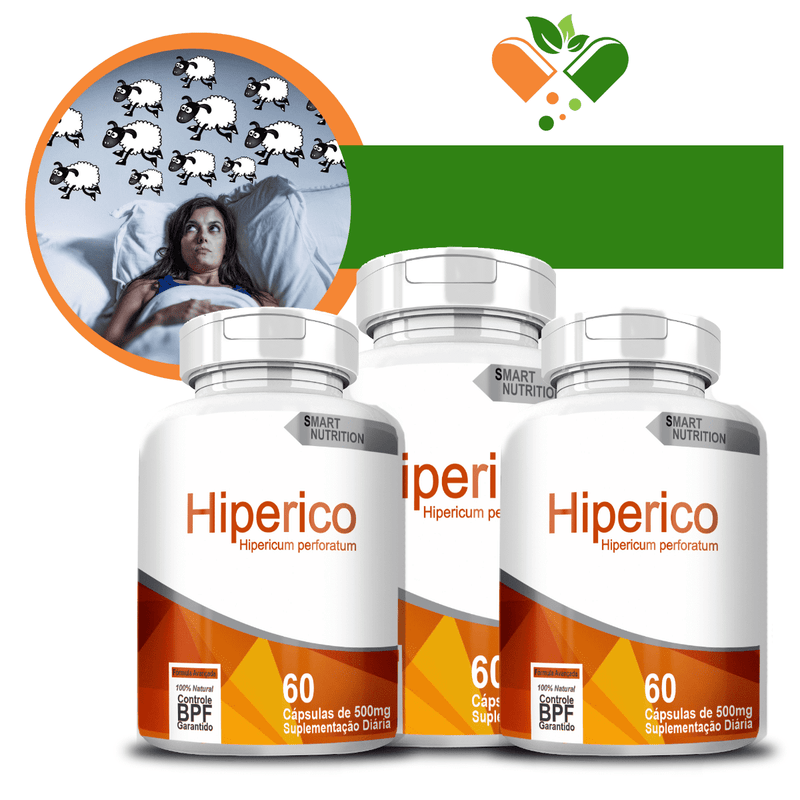 Kit com 3 Hipérico 500mg 60 Cápsulas