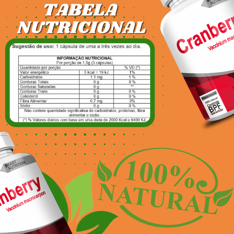 Compre 2 Leve 3 Potes Cranberry 500mg 60 Cápsulas