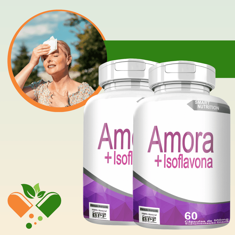 AMORA COM ISOFLAVONA KIT COM 2 POTES COM TOTAL DE 120 CAPSULAS