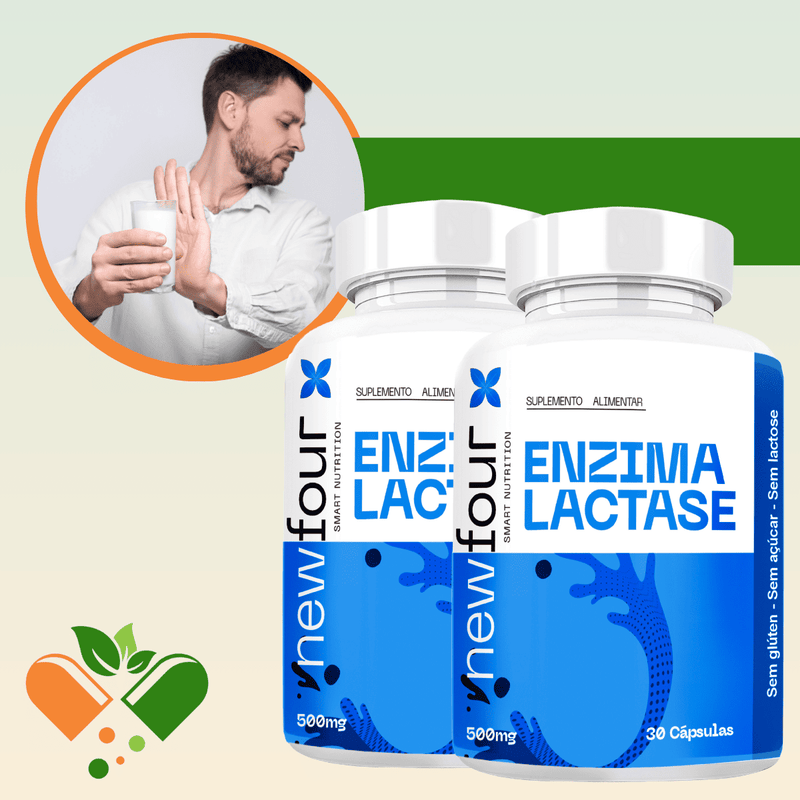 ENZIMA LACTASE  KIT COM 2 POTES COM TOTAL DE 60 CÁPSULAS
