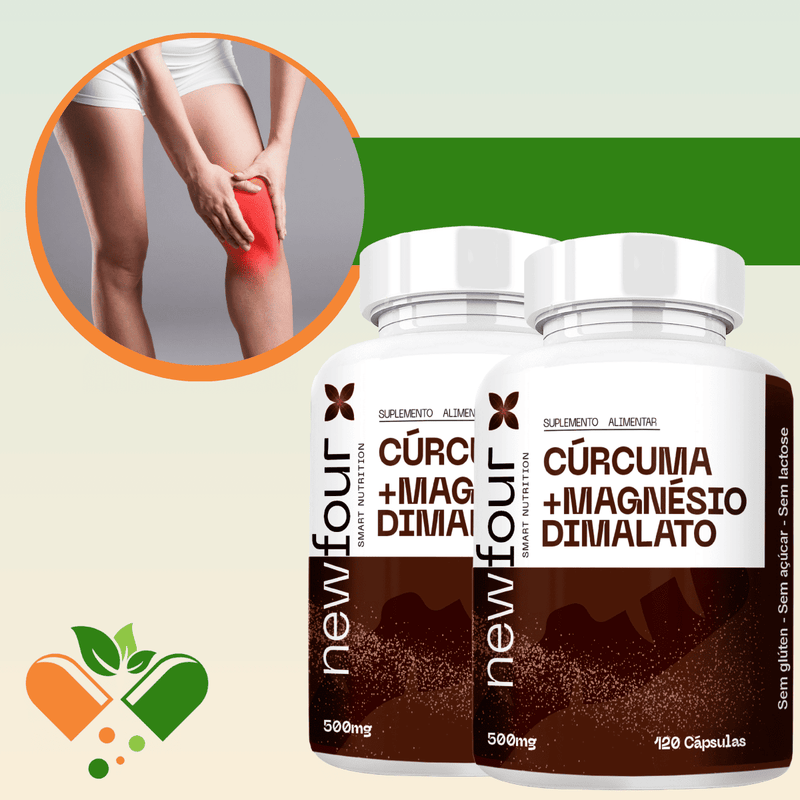 CÚRCUMA COM MAGNÉSIO DIMALATO KIT COM 2 POTES COM TOTAL DE 240 CAPSULAS
