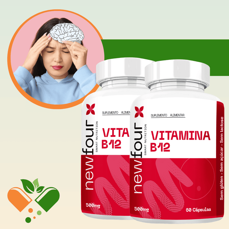 VITAMINA B12 KIT COM 2 POTES COM TOTAL DE 120 CAPSULAS