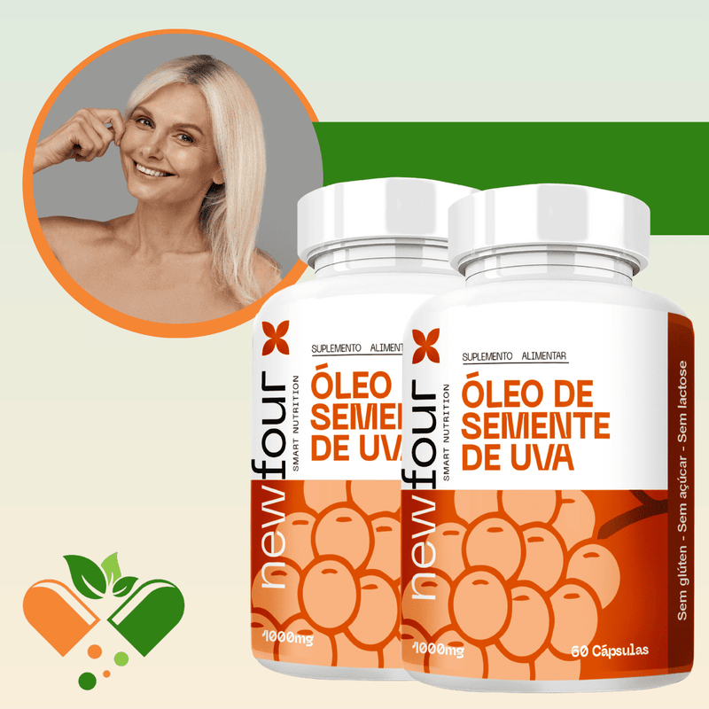 ÓLEO DE SEMENTE DE UVA KIT COM 2 POTES COM TOTAL DE 120 CAPSULAS