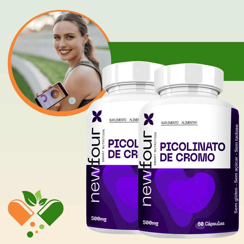 PICOLINATO DE CROMO KIT COM 2 POTES COM TOTAL DE 120 CAPSULAS