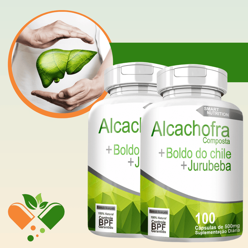 ALCACHOFRA COMPOSTA KIT COM 2 POTES COM TOTAL DE 200 CAPSULAS