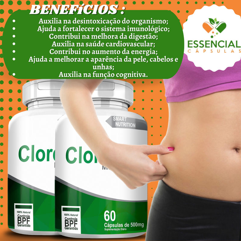 Kit com 5 Potes Clorella 500mg 60 Cápsulas