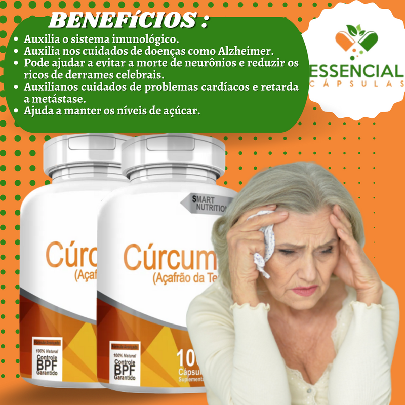 Kit com 5 Potes Cúrcuma 500mg 100 Cápsulas