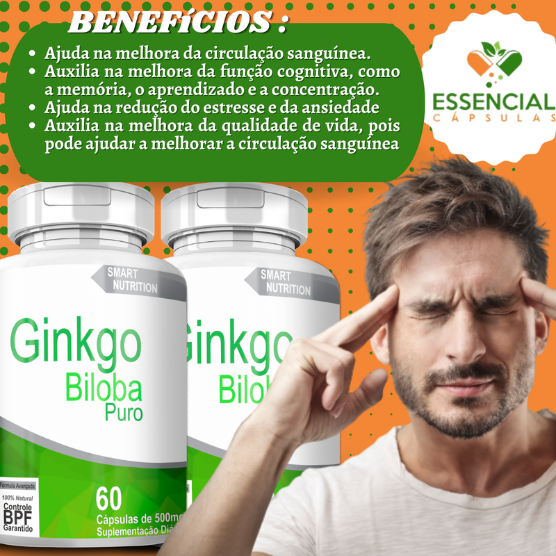 Ginkgo Biloba Puro 500mg 60 Cápsulas