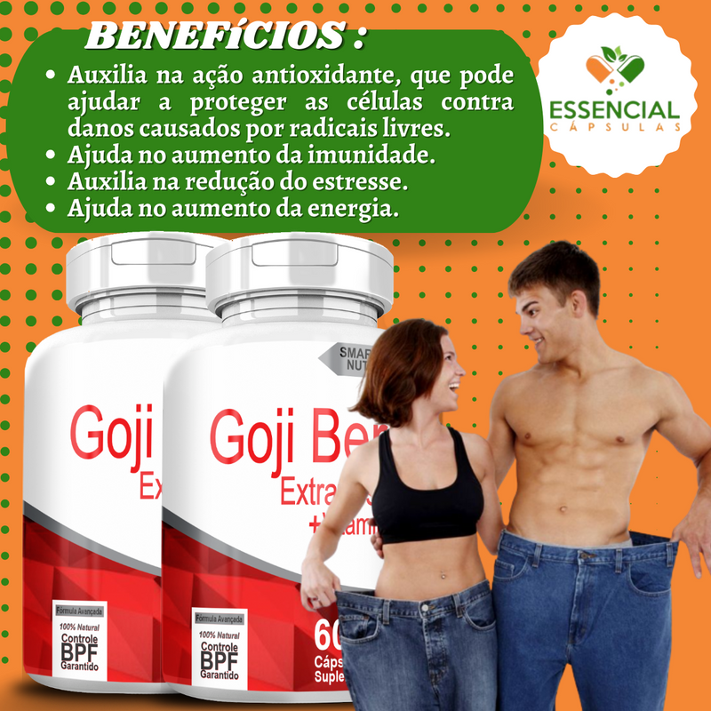 Kit com 3 Goji Berry Extrato Seco + Vitamina C 500mg 60 Cápsulas