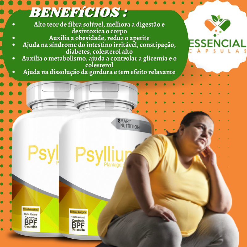 Compre 2 Leve 3 Potes Psyllium 500mg 60 Cápsulas