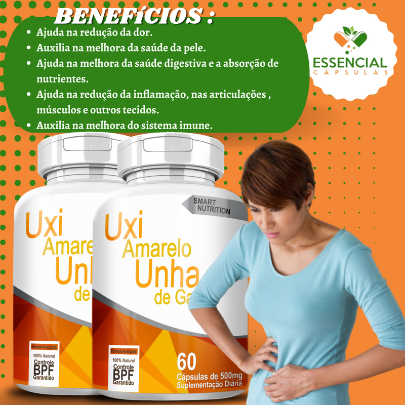 Uxi Amarelo C/ Unha De Gato 500mg 60 Cápsulas