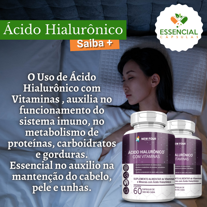 Ácido Hialurônico c/ Vitaminas 500mg 60 Cápsulas