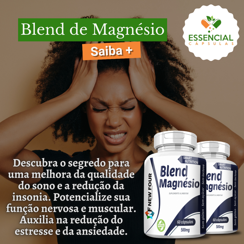 Blend de Magnésio 500mg 60 Cápsulas