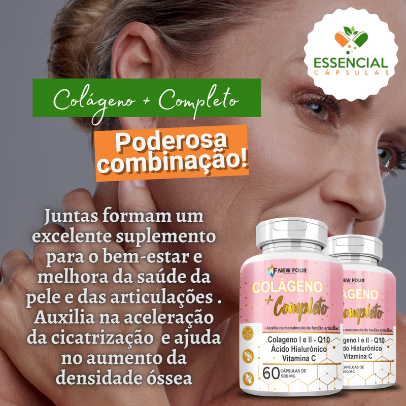 Kit Com 3 Potes Colágeno + Completo 500mg 60 Cápsulas