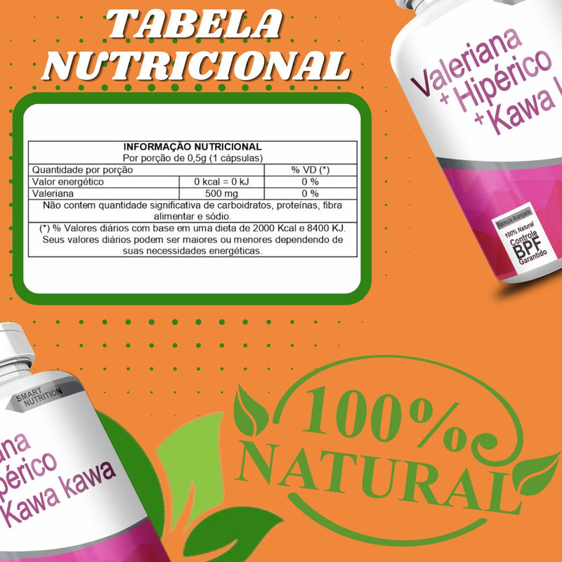 VALERIANA + KAWA KAWA + HIPÉRICO 500MG 60 CÁPSULAS