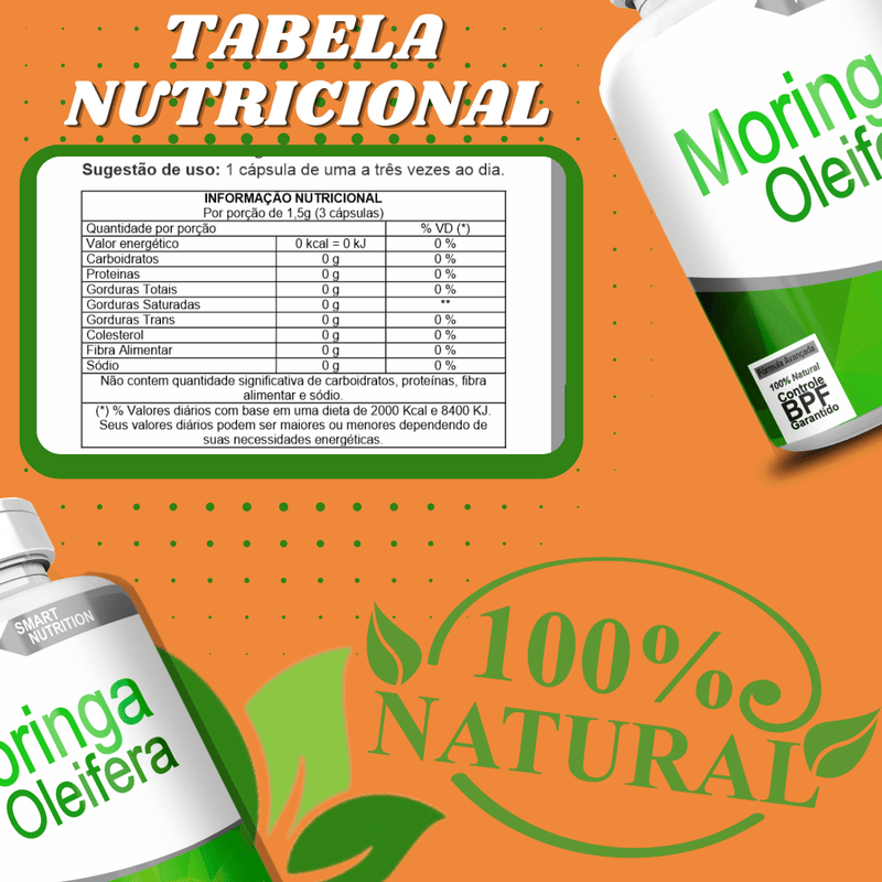 Kit com 3 Moringa Oleifera 500mg 60 Cápsulas