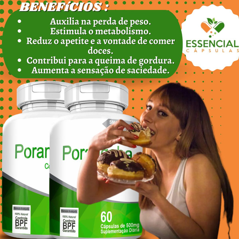 Kit com 3 Porangaba 500mg 60 Cápsulas