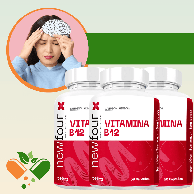 VITAMINA B12 KIT COM 3 POTES COM TOTAL DE 180 CAPSULAS