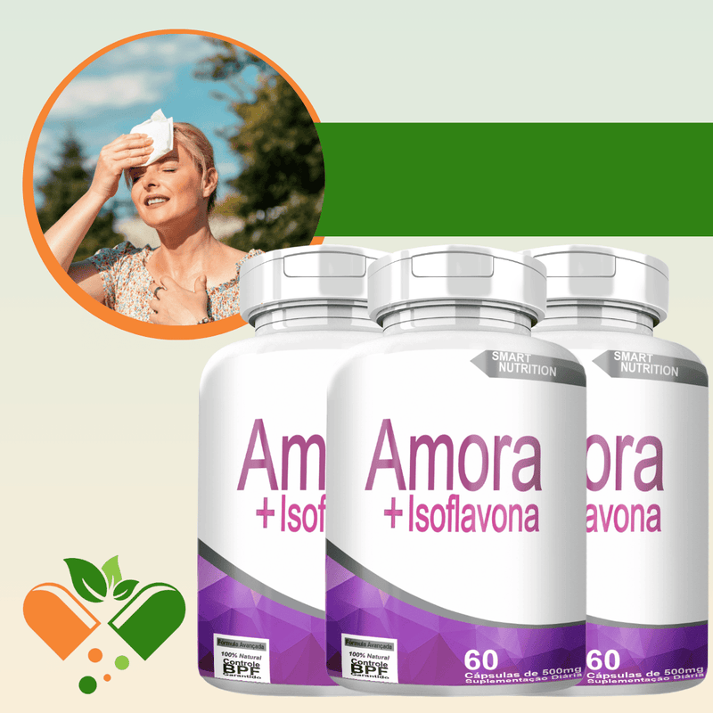 AMORA COM ISOFLAVONA KIT COM 3 POTES COM TOTAL DE 180 CAPSULAS