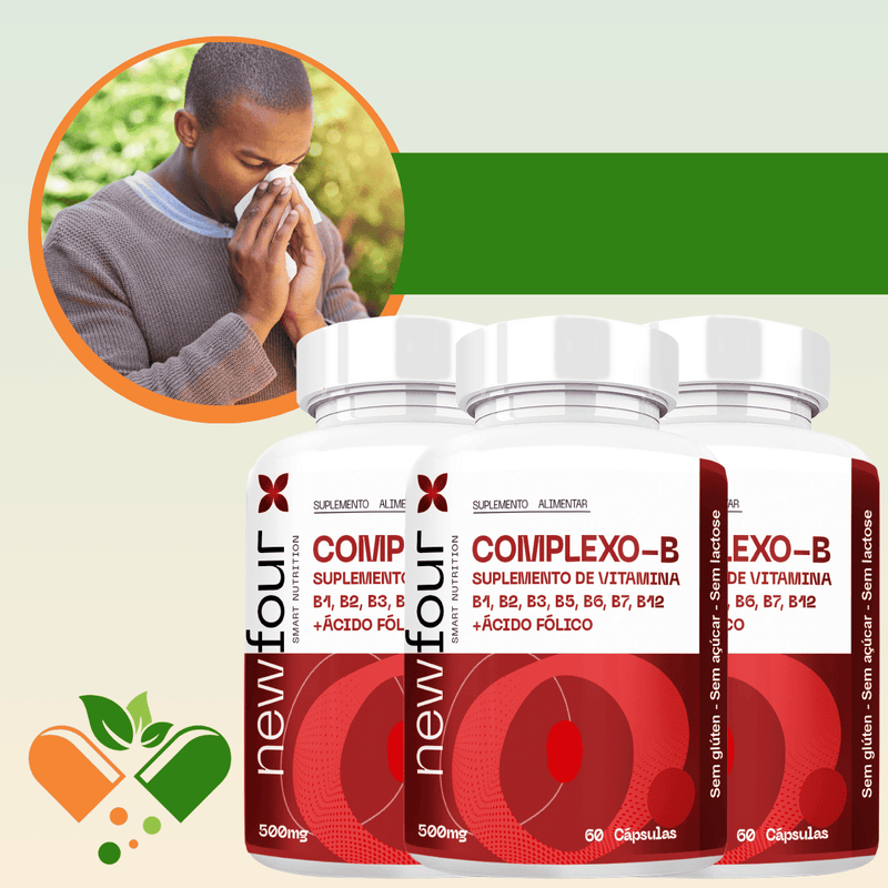 COMPLEXO-B SUPLEMENTO DE VITAMINA B1, B2, B3, B5, B6, B7, B12 + ÁCIDO FÓLICO KIT COM 3 POTES COM TOTAL DE 180 CAPSULAS