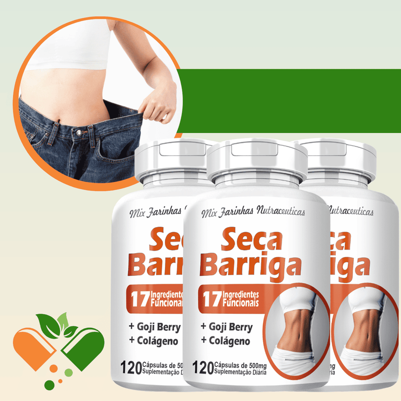 Kit com 3 Potes Seca Barriga 500mg 120 Cápsulas