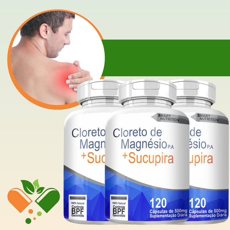 Kit com 3 Cloreto De Magnésio P.A com Sucupira 500mg 120 cápsulas