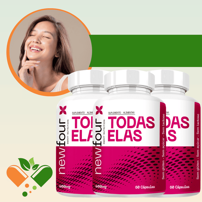 TODAS ELAS  KIT COM 3 POTES COM TOTAL DE 180 CAPSULAS