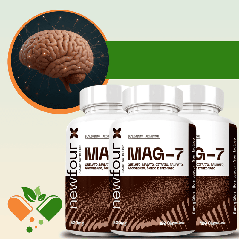 MAG-7 QUELATO + MALATO+ CITRATO +TAURATO + ASCORBATO + OXIDO E TREONATO KIT COM 3 POTES COM TOTAL DE 360 CAPSULAS