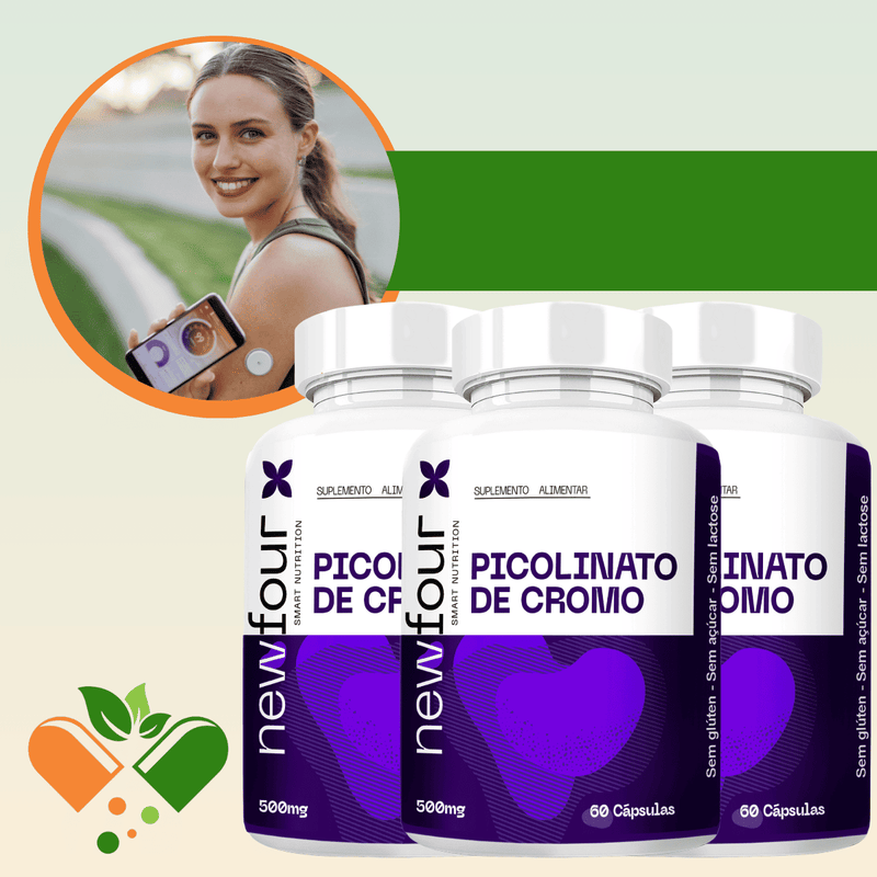 PICOLINATO DE CROMO KIT COM 3 POTES COM TOTAL DE 180 CAPSULAS