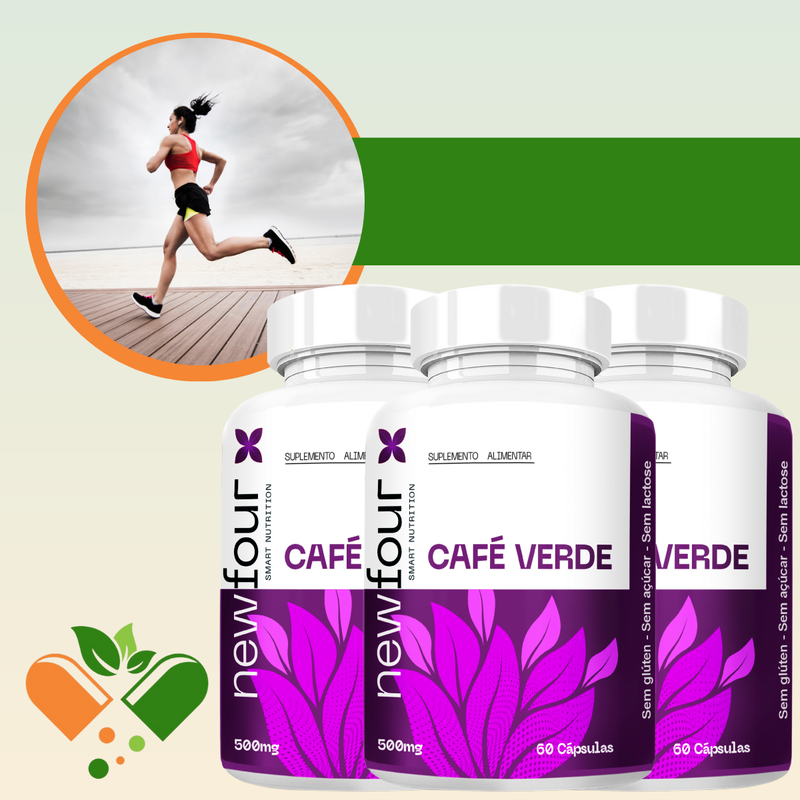 CAFÉ VERDE KIT COM 3 POTES COM TOTAL DE 180 CAPSULAS