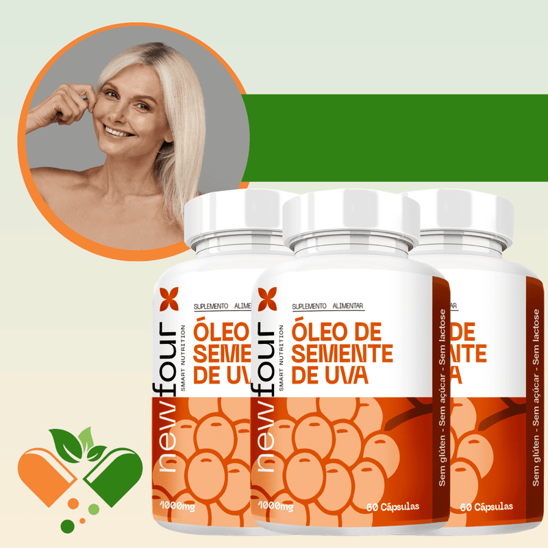 ÓLEO DE SEMENTE DE UVA KIT COM 3 POTES COM TOTAL DE 180 CAPSULAS