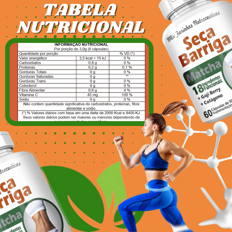 Compre 2 Leve 3  Seca Barriga Com Matcha 500mg 60 Cápsulas